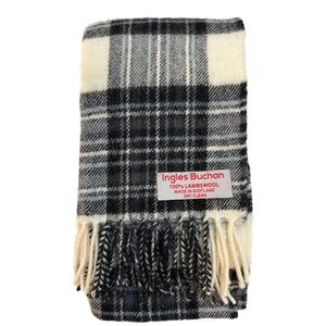 Ingles Buchan Stewart Grey Dress Tartan Lambswool Scarf 🇬🇧 NWT